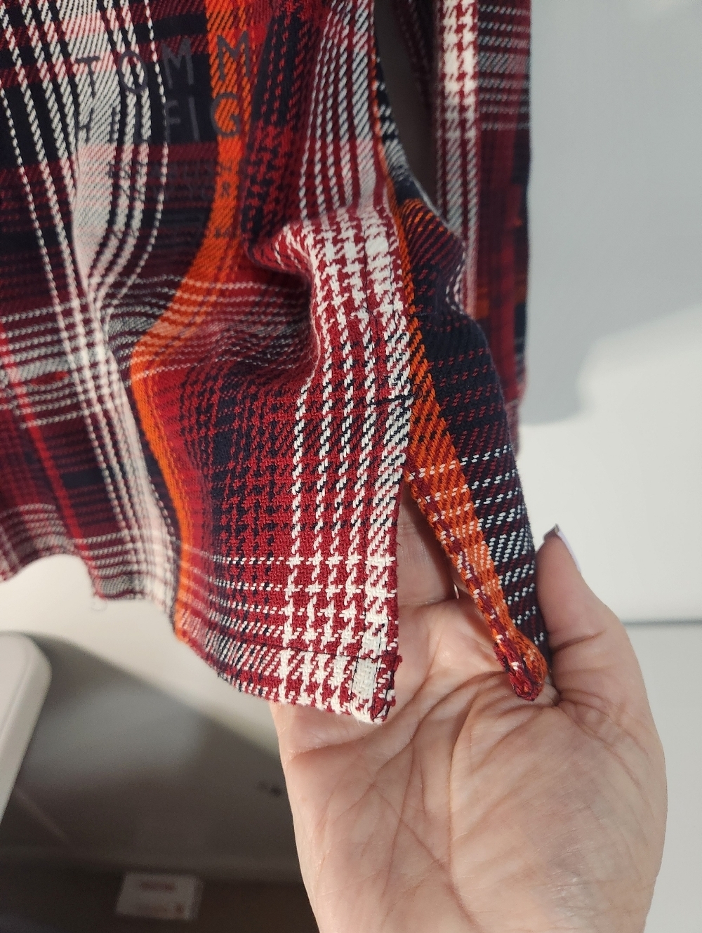 Tommy Hilfiger Men's Red Plaid Over Shirt - Picture 6 of 10